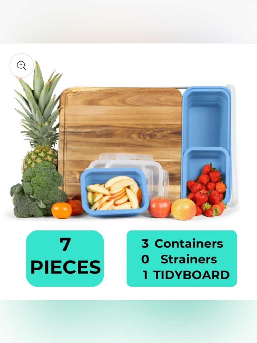 Blue Tidy Board Storage Container Set with Cutting Board - NWT